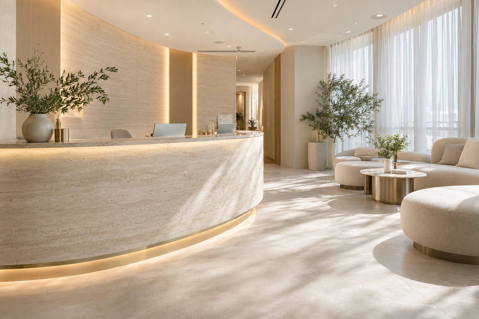 AI 생성 실사 예시: 밝은 성형외과 공간